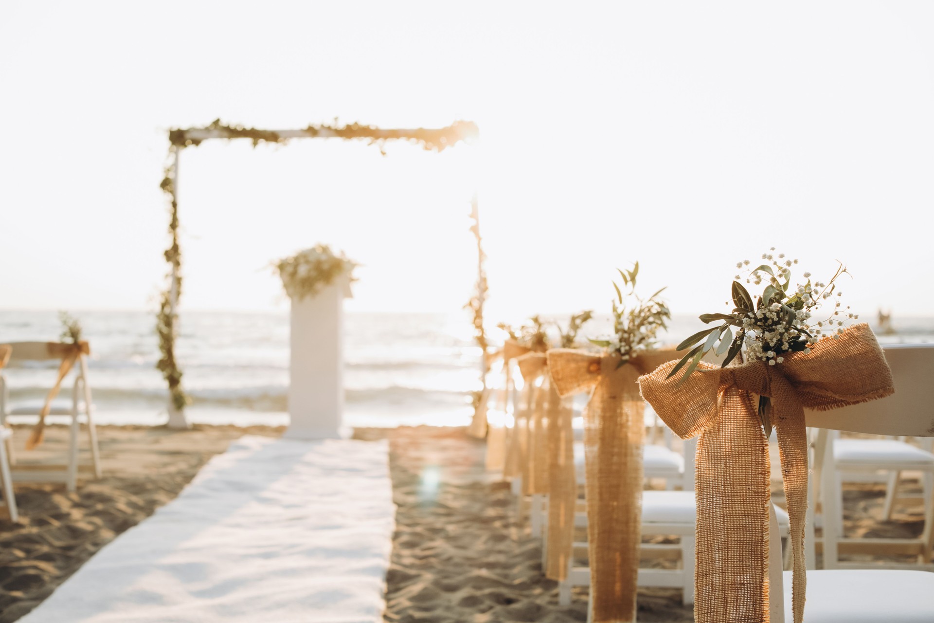 Beautiful wedding arch on the beach